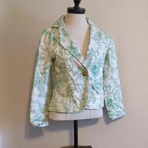 Wanna‎ B white and green floral blaser size 6